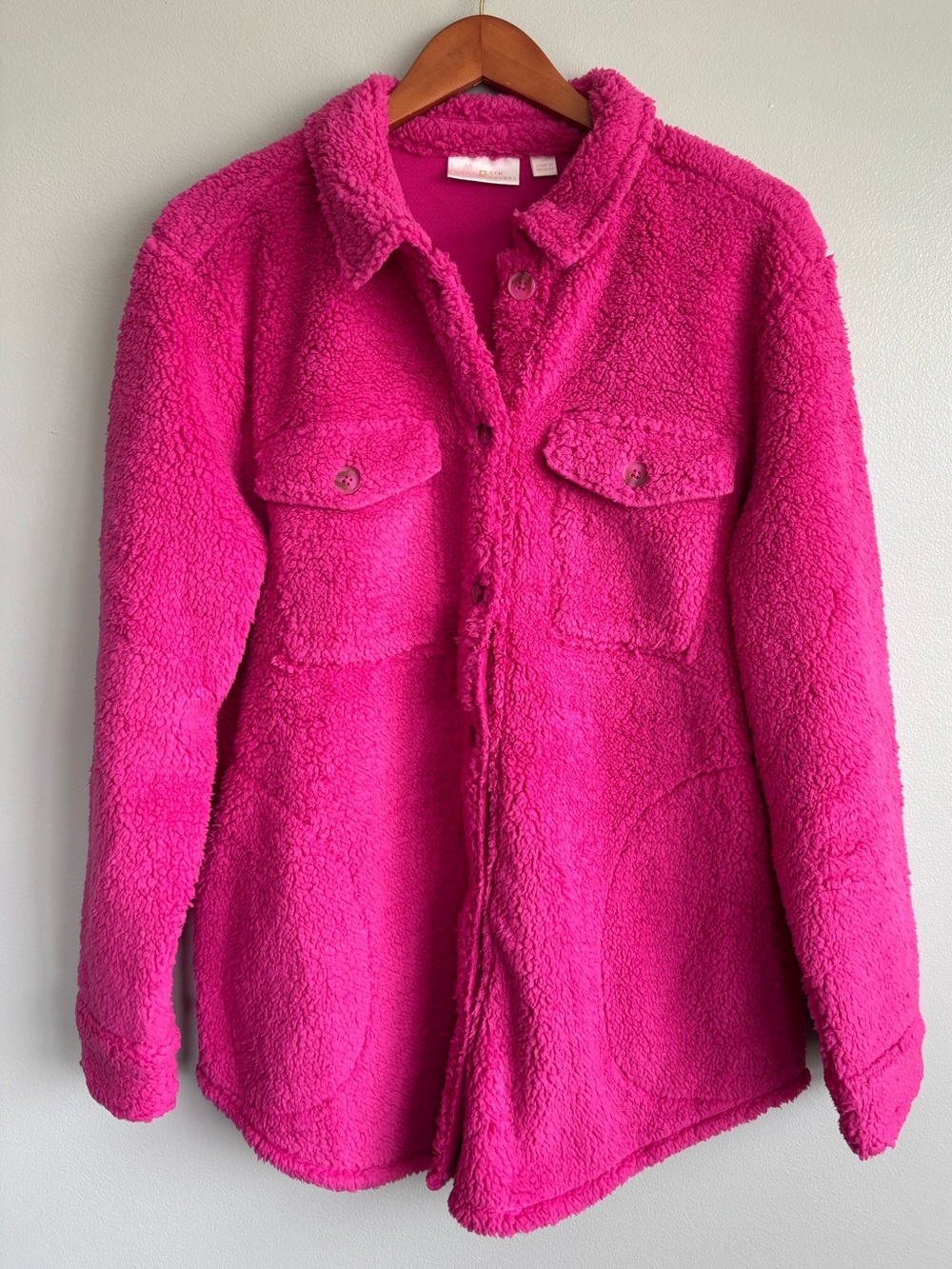 Belle by Kim Gravel SophistiChic Sherpa Shacket Pink Women’s Size Medium